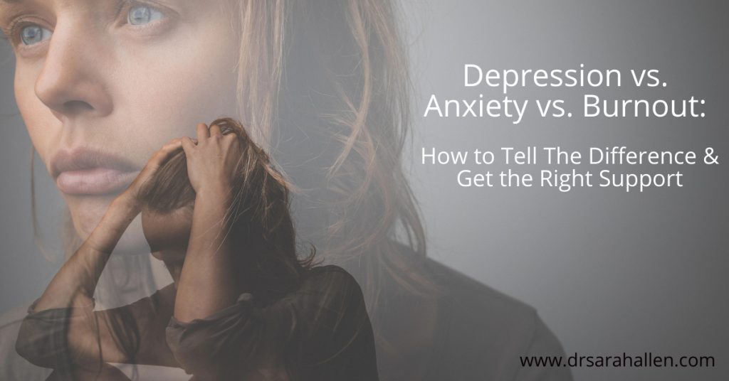 Woman wondering if she is experiencing anxiety, depression or burnout.