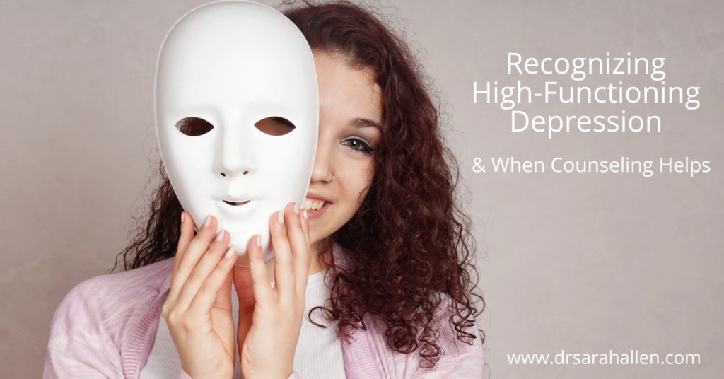 Women smiling even though she is depressed